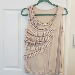 Tank with flower and ruffle detail